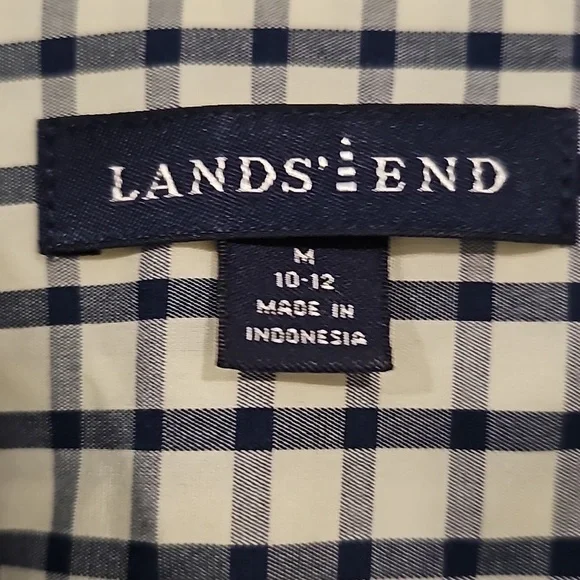 Lands'end Henley plaid L/S tunic top shirt sz M 10 12 - Picture 5 of 9